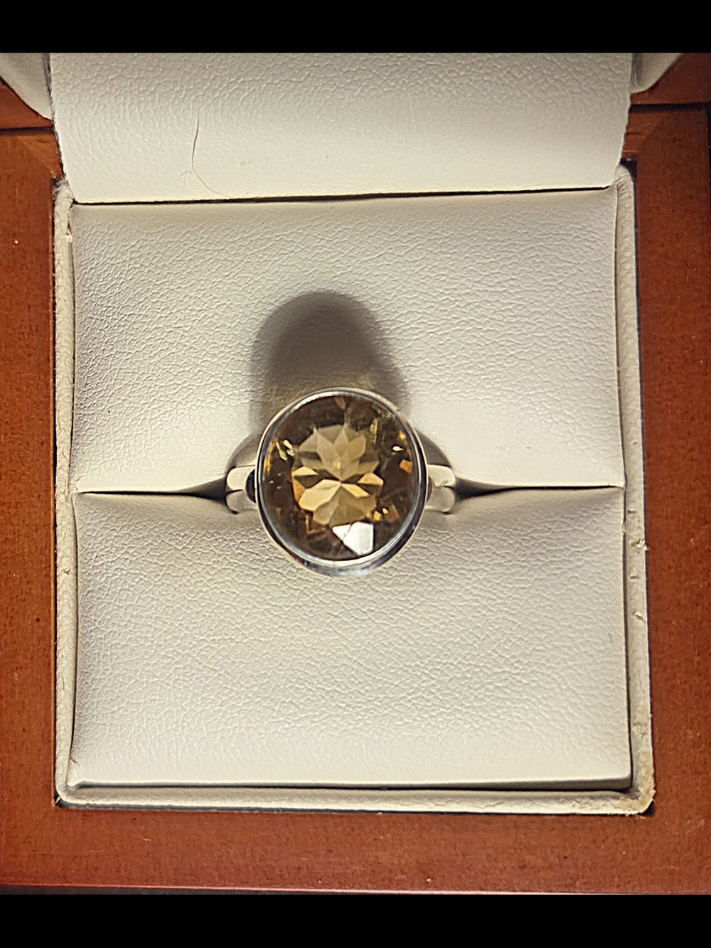 Sterling Silver Citrine Oval Ring - Golden Yellow Gemstone